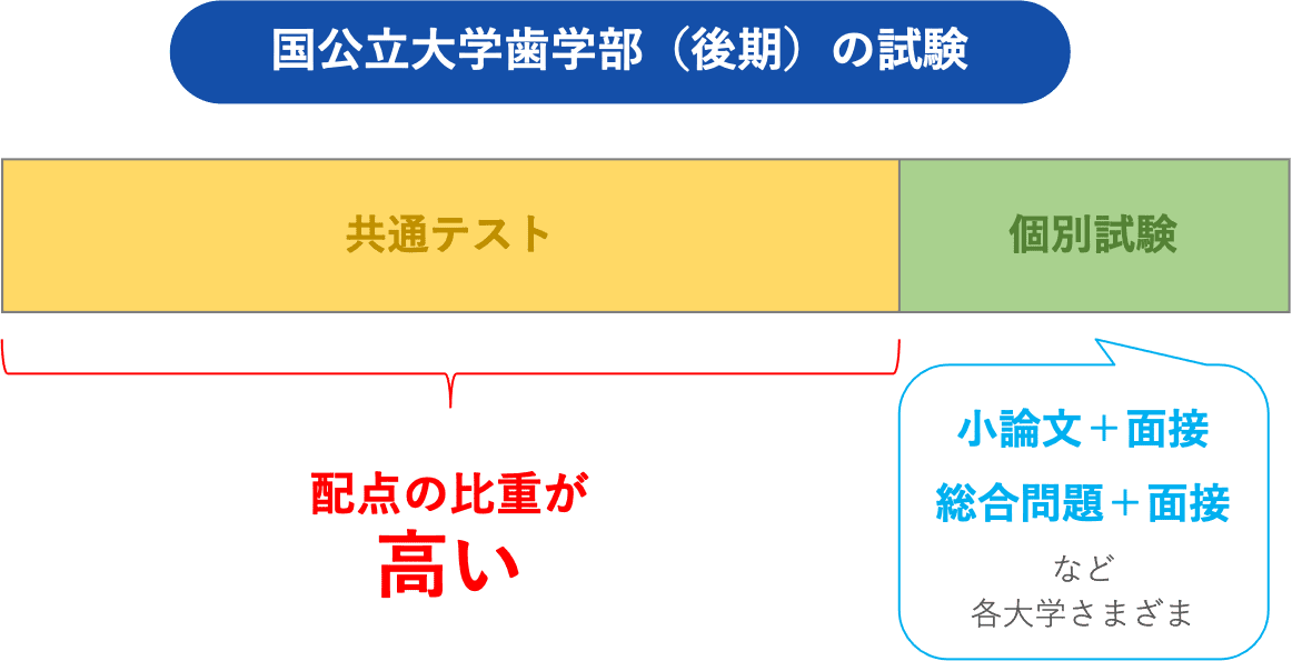 国公立大学歯学部（後期）の試験