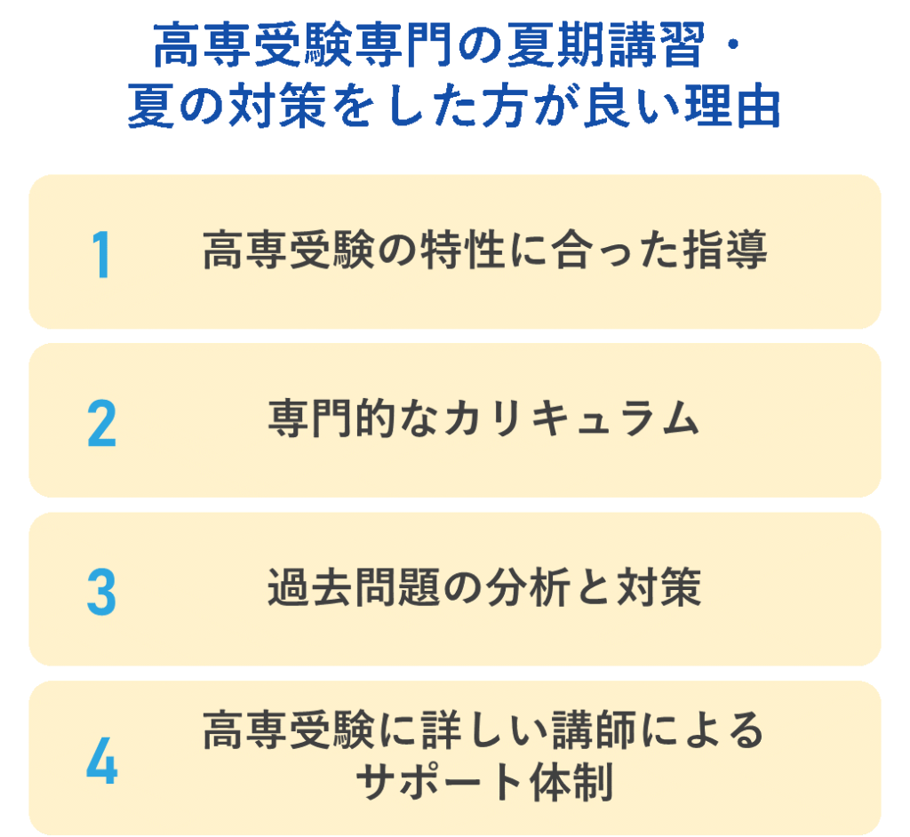 塾の夏期講習じゃダメ？ 高専受験専門の夏期講習・夏の対策をした方がいい理由