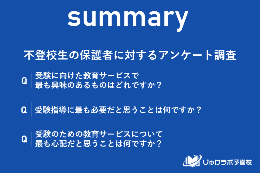 【不登校生徒の受験準備】 保護者が選びたい教育サービスと懸念する事とは？