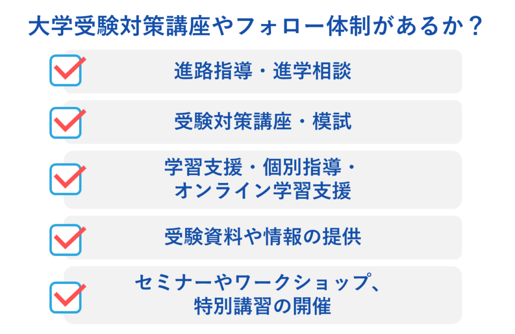 確認ポイント３：通信制高校に大学受験対策の講座やフォローの体制があるか？