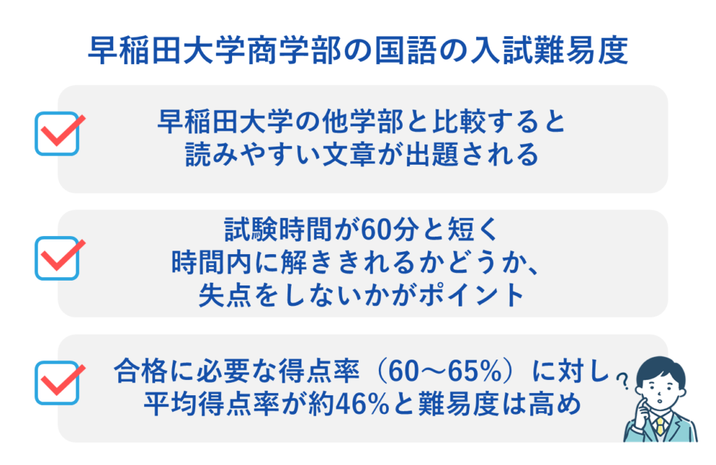 早稲田大学商学部の国語の入試難易度