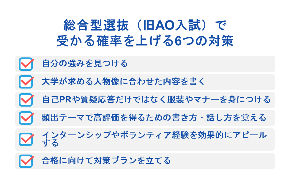 総合型選抜(旧AO入試)で受かる確率を上げる6つの対策