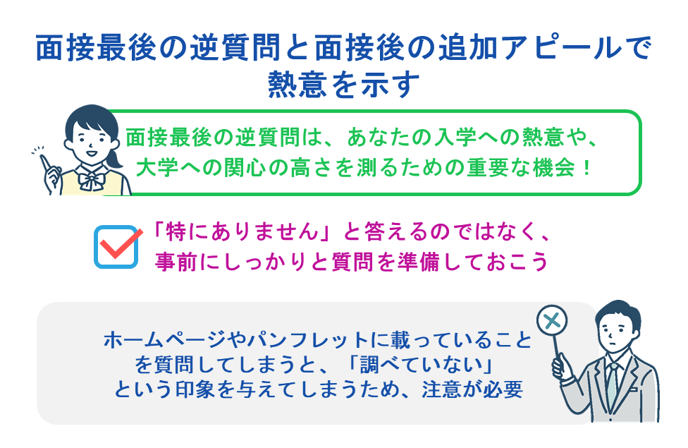 面接最後の逆質問と面接後の追加アピールで熱意を示す