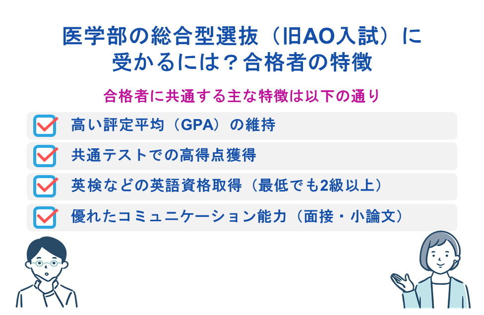 医学部の総合型選抜(旧AO入試)に受かるには?合格者の特徴