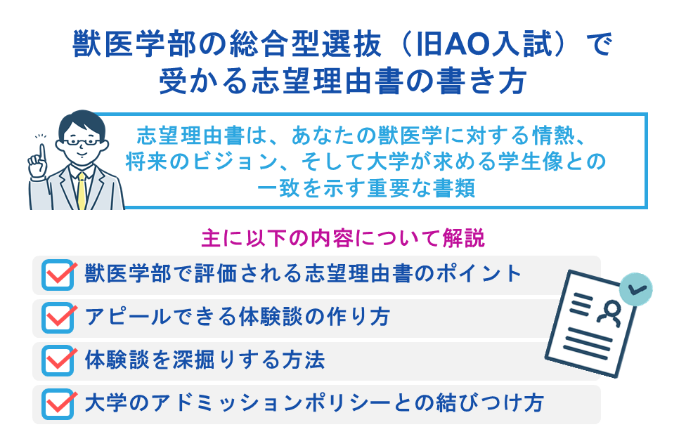 獣医学部の総合型選抜(旧AO入試)で受かる志望理由書の書き方
