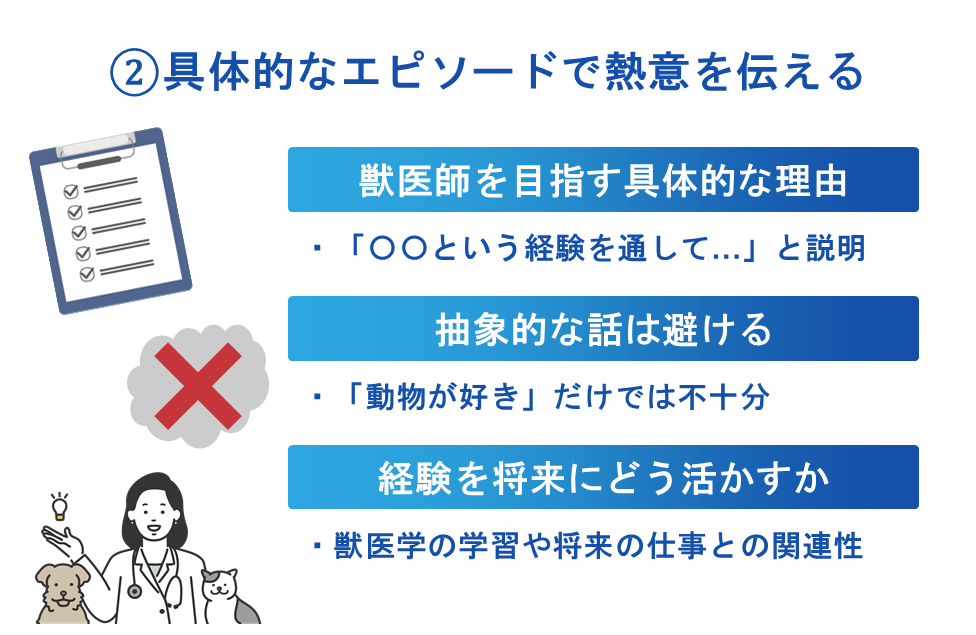 具体的なエピソードで熱意を伝える