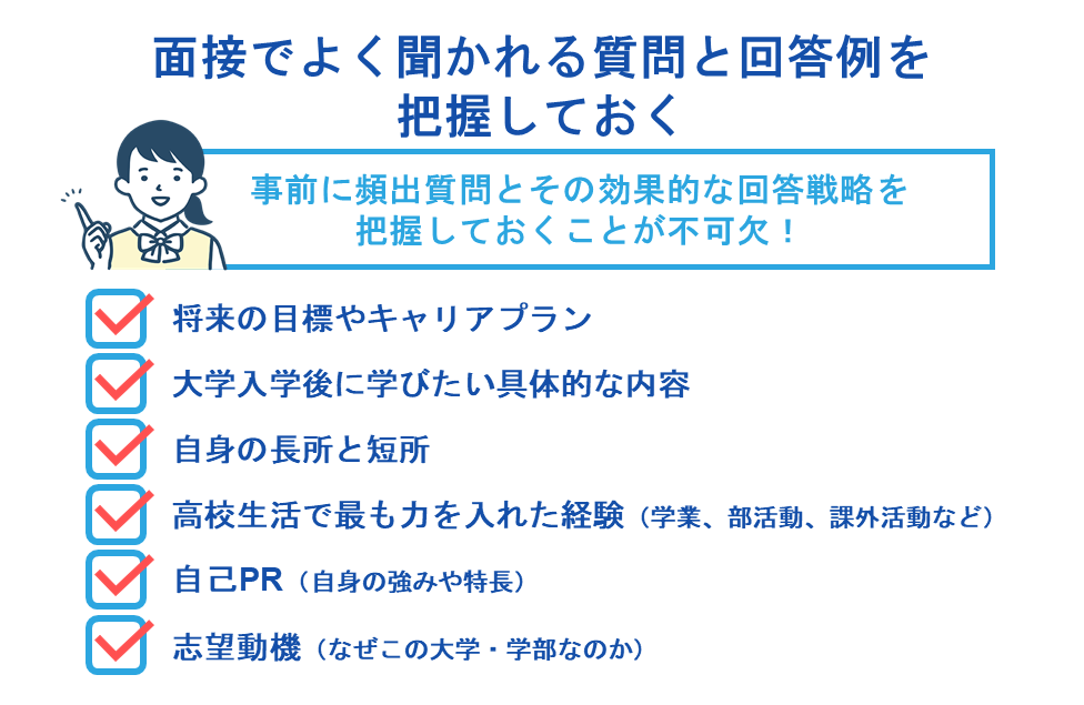 面接でよく聞かれる質問と回答例を把握しておく