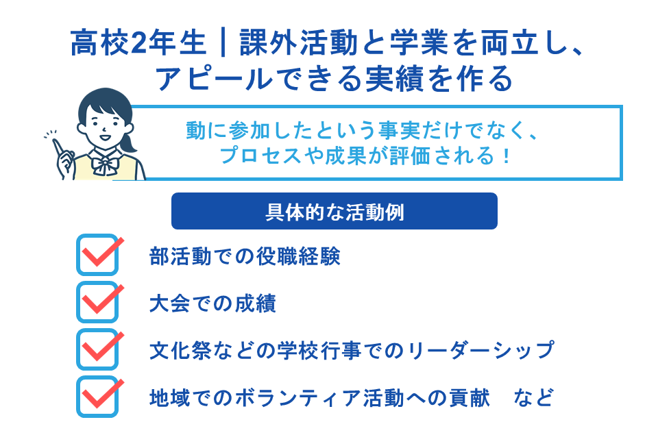 高校2年生|課外活動と学業を両立し、アピールできる実績を作る