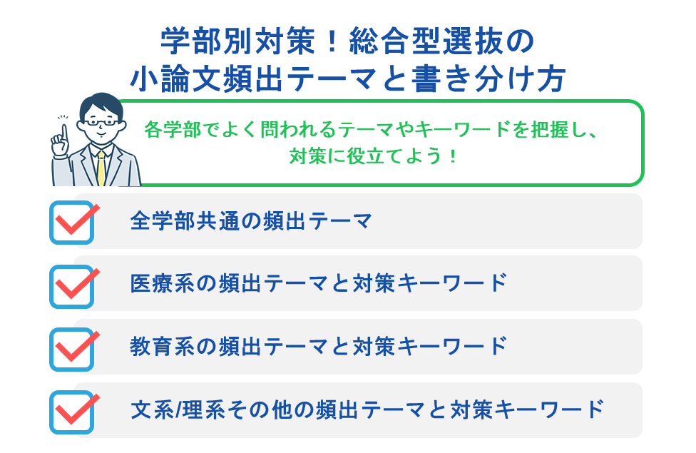 学部別対策!総合型選抜の小論文頻出テーマと書き分け方