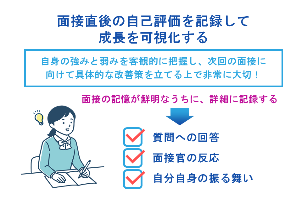 面接直後の自己評価を記録して成長を可視化する