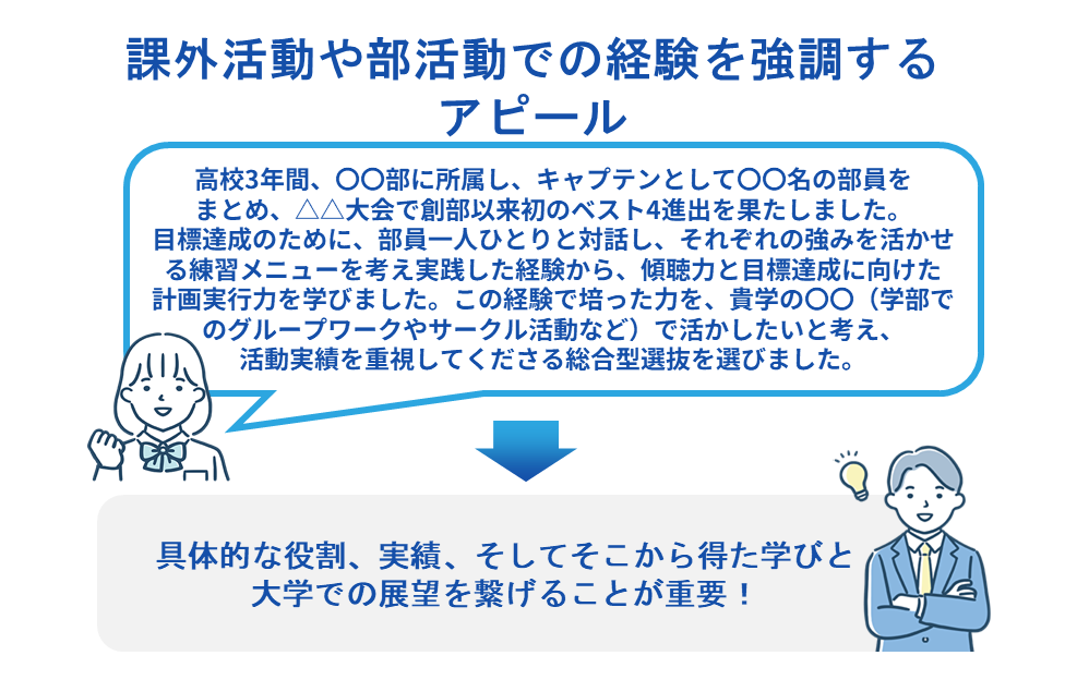 課外活動や部活動での経験を強調するアピール