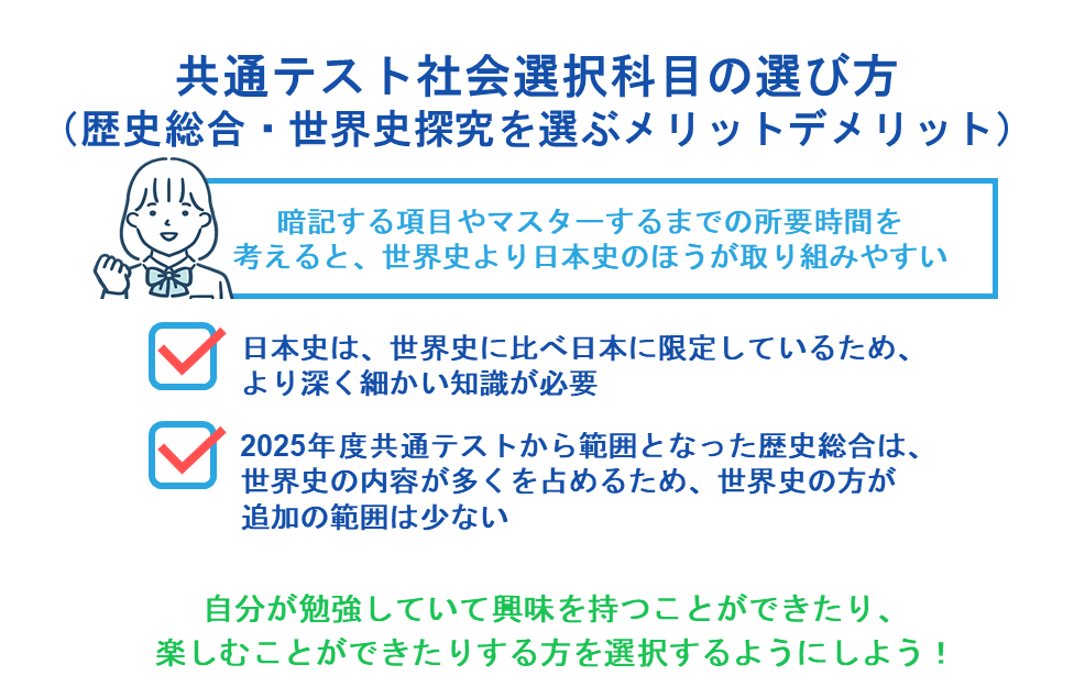 共通テスト社会選択科目の選び方（歴史総合・世界史探究を選ぶメリットデメリット）