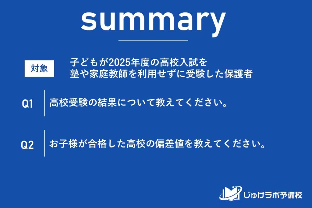 塾なし高校受験の結果