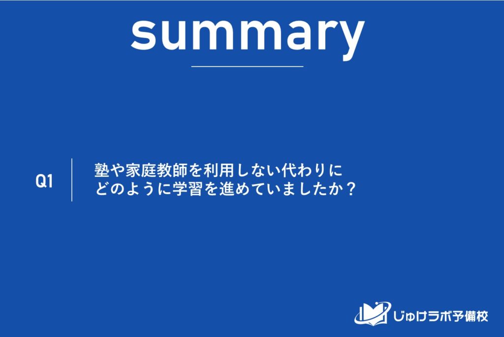 塾や家庭教師を利用しない代わりにどのように学習を進めていましたか?