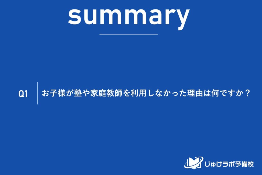 お子さまが塾や家庭教師を利用しなかった理由は何ですか?
