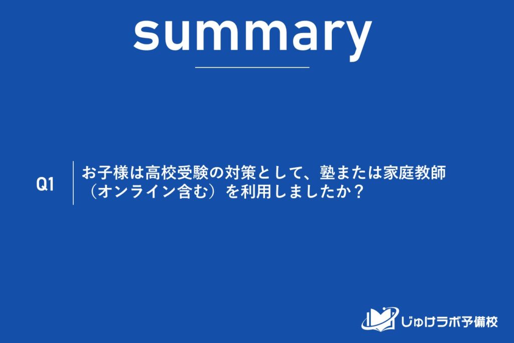 お子さまは高校受験の対策として、塾または家庭教師を利用しましたか？