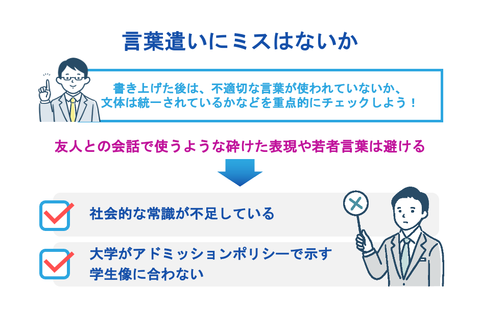言葉遣いにミスはないか