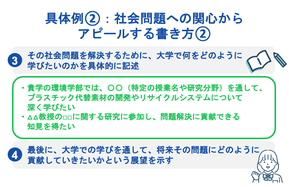 具体例②：社会問題への関心からアピールする書き方②