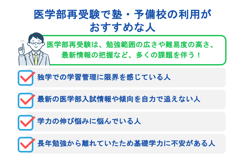 医学部再受験で塾・予備校の利用がおすすめな人