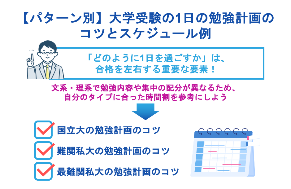 【パターン別】大学受験の1日の勉強計画のコツとスケジュール例