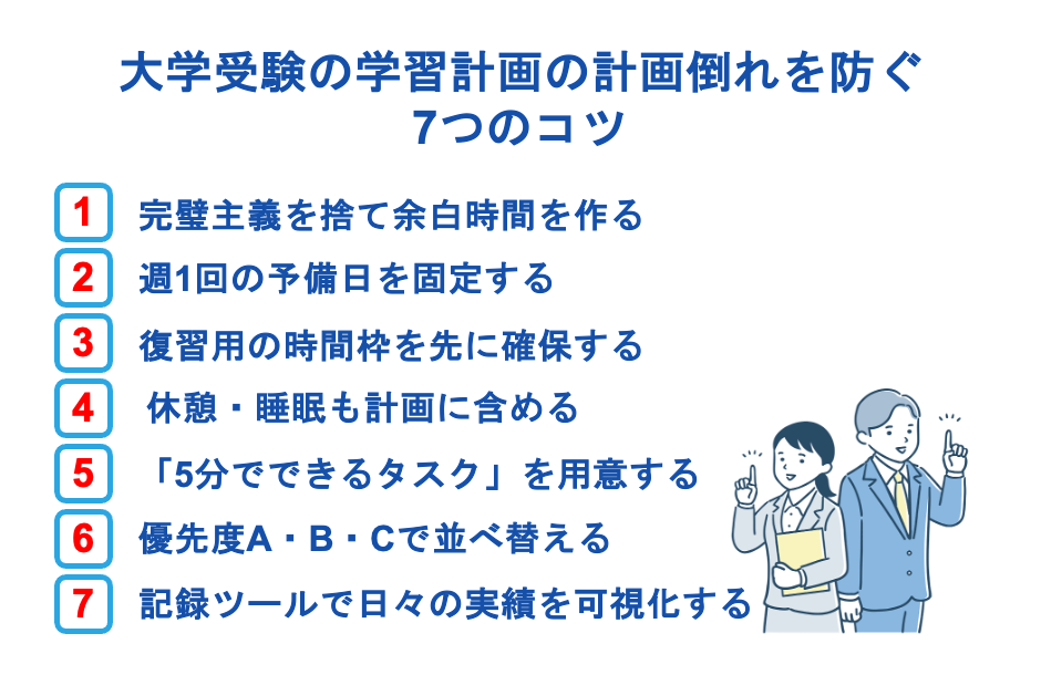 大学受験の学習計画の計画倒れを防ぐ7つのコツ