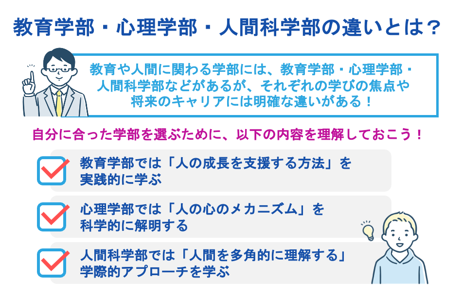 教育学部・心理学部・人間科学部の違いとは?