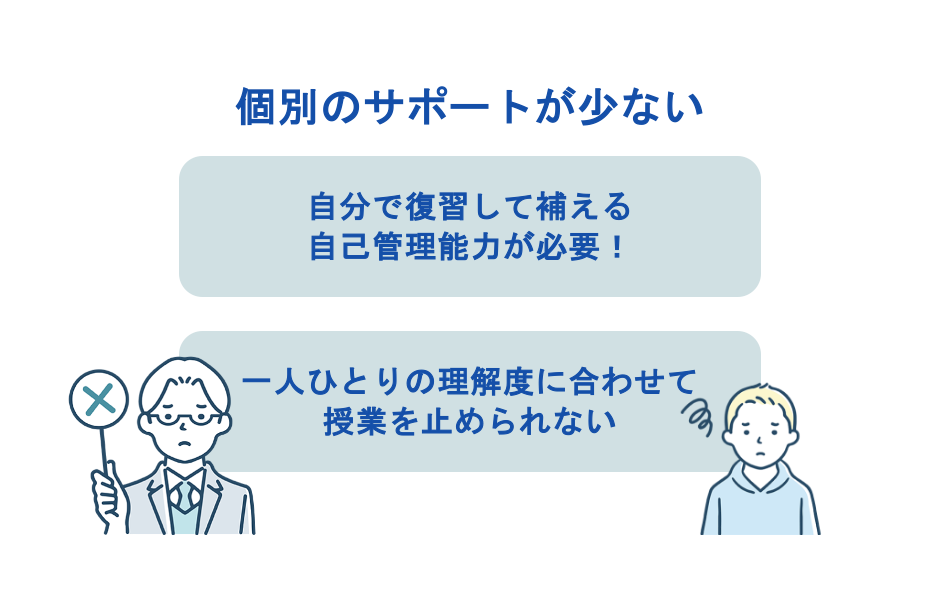 個別のサポートが少ない