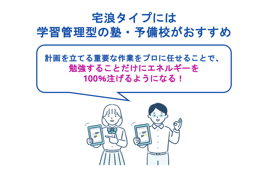 宅浪タイプには学習管理型の塾・予備校がおすすめ