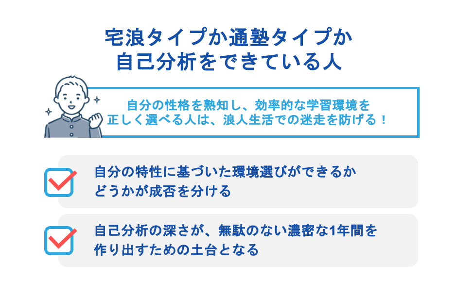 宅浪タイプか通塾タイプか自己分析をできている人