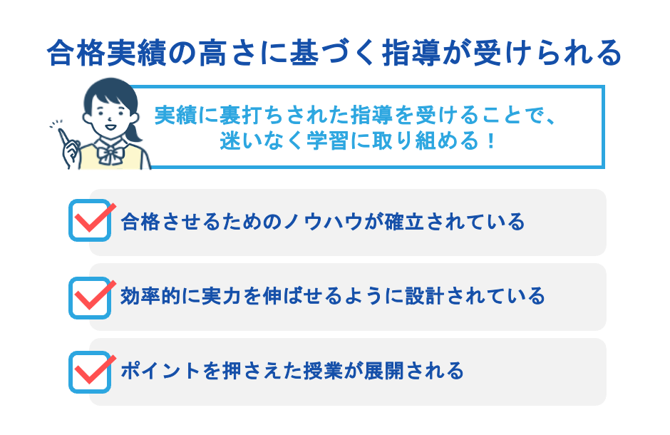 合格実績の高さに基づく指導が受けられる