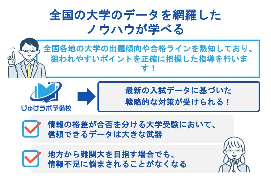 全国の大学のデータを網羅したノウハウが学べる