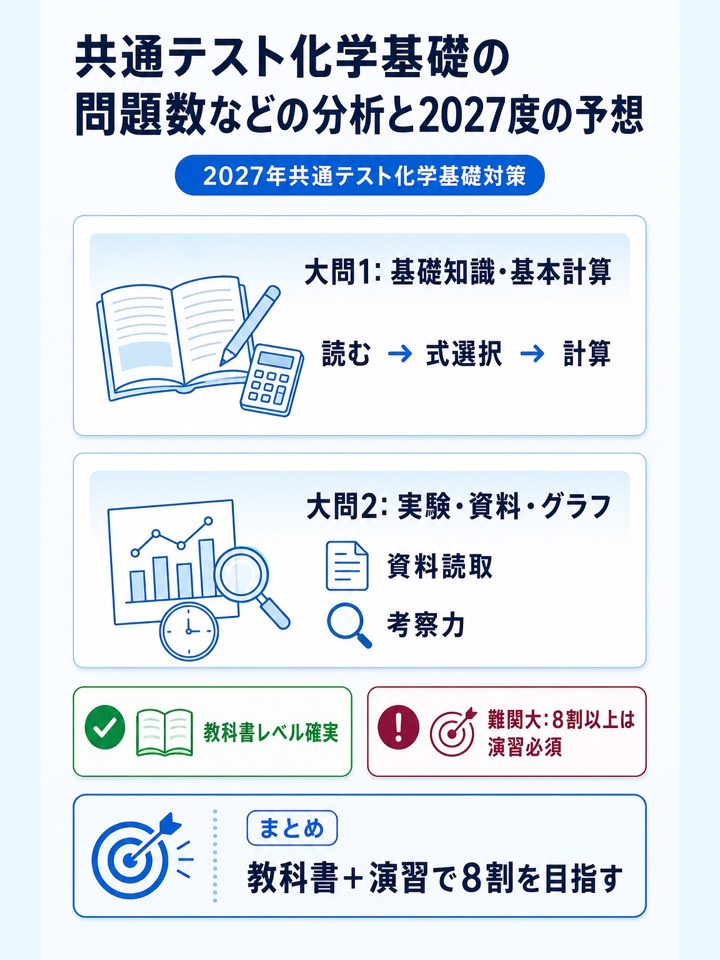 共通テスト化学基礎の問題数などの分析と2027度の予想