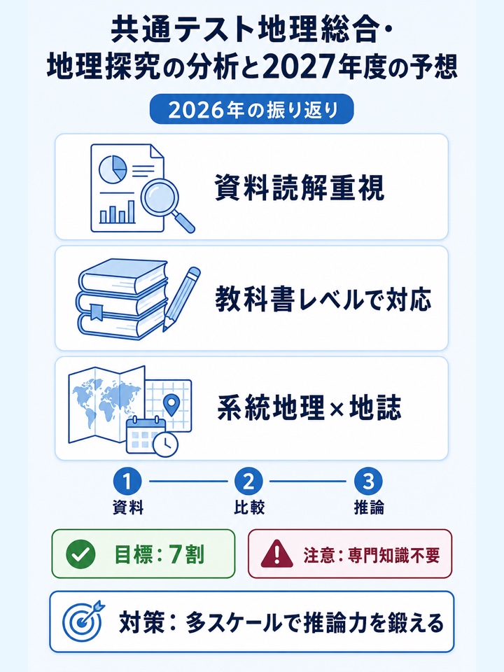 共通テスト地理総合・地理探究の分析と2027年度の予想