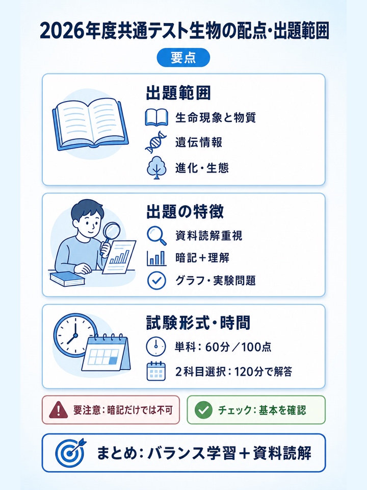 2026年度共通テスト生物の配点・出題範囲
