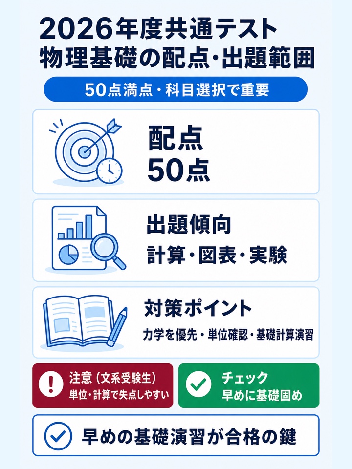 2026年度共通テスト物理基礎の配点・出題範囲