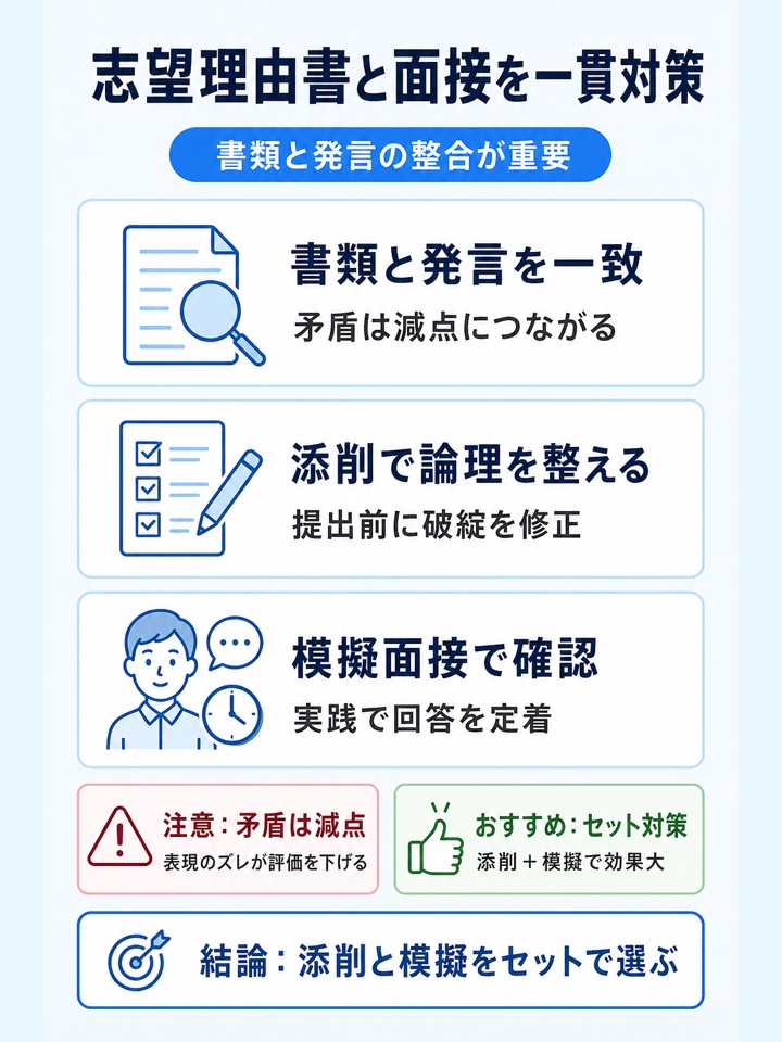 志望理由書と面接回答を一貫して対策できるサービスを選ぶことが重要