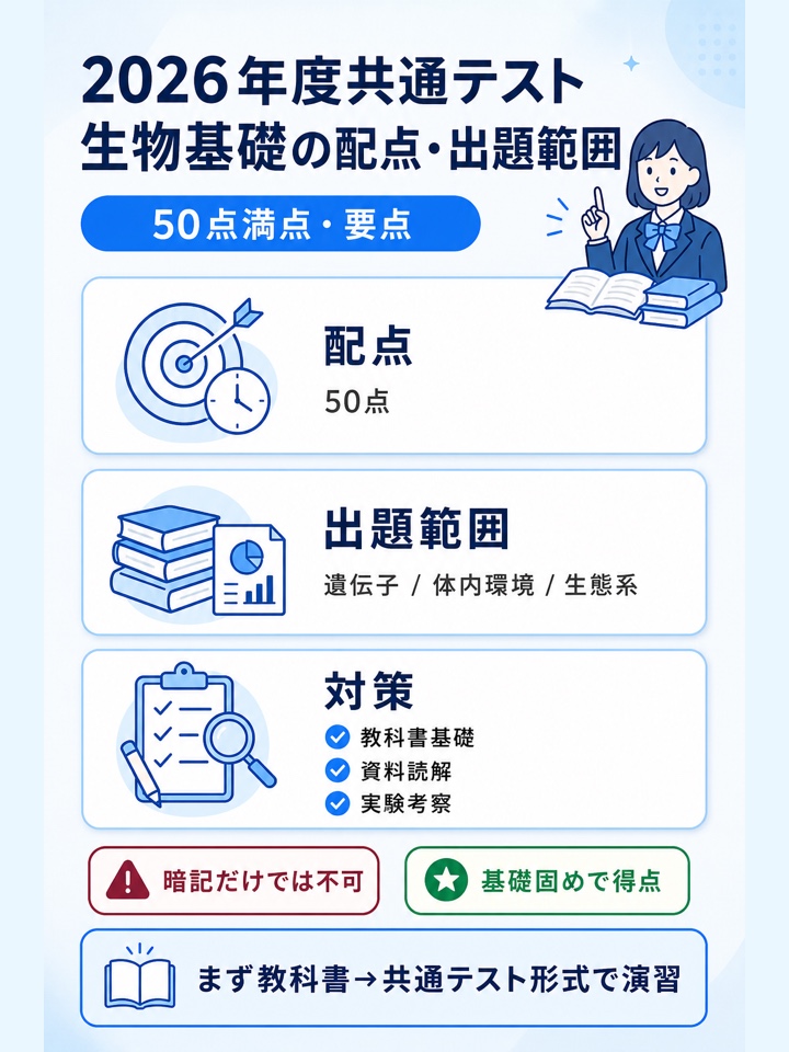 2026年度共通テスト生物基礎の配点・出題範囲