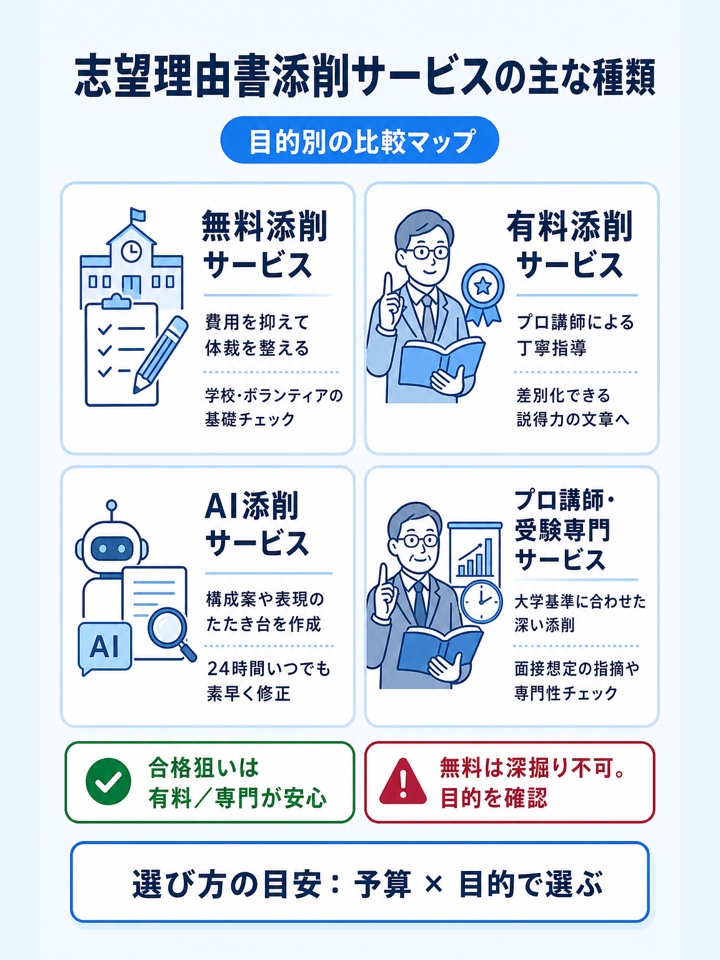 志望理由書添削サービスの主な種類