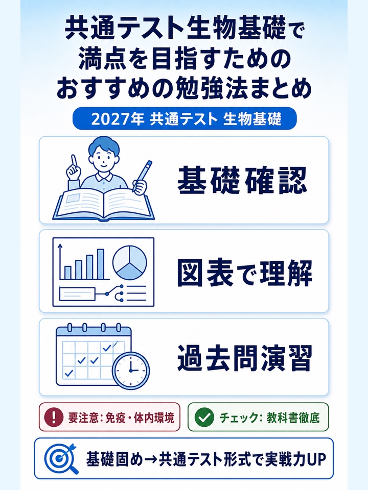 共通テスト生物基礎で満点を目指すためのおすすめの勉強法まとめ