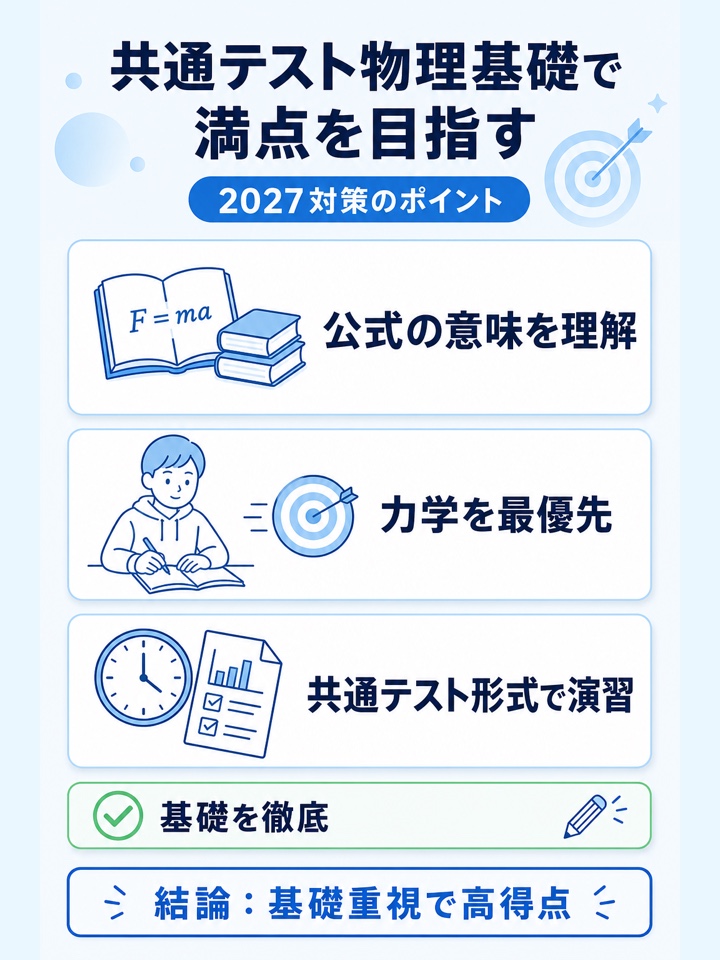 共通テスト物理基礎で満点を目指すためのおすすめの勉強法まとめ