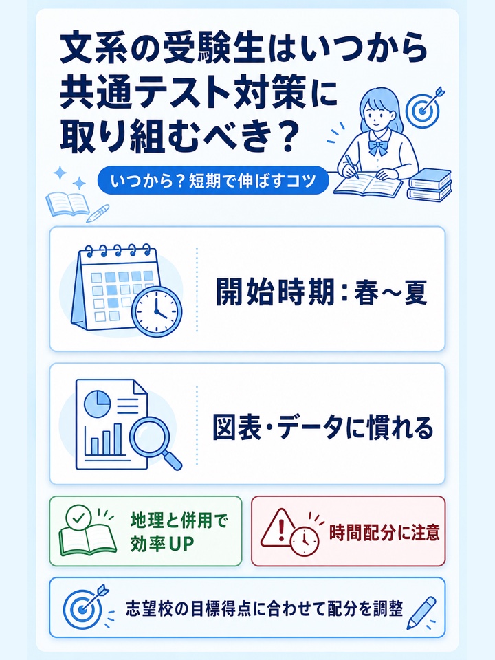 文系の受験生はいつから共通テスト対策に取り組むべき？