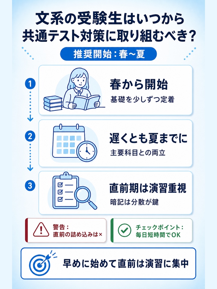 文系の受験生はいつから共通テスト対策に取り組むべき？