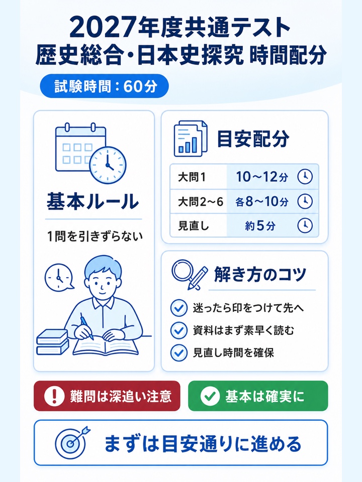 共通テスト歴史総合・日本史探究 時間配分例