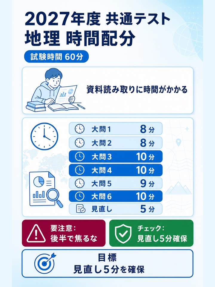 共通テスト地理　時間配分例
