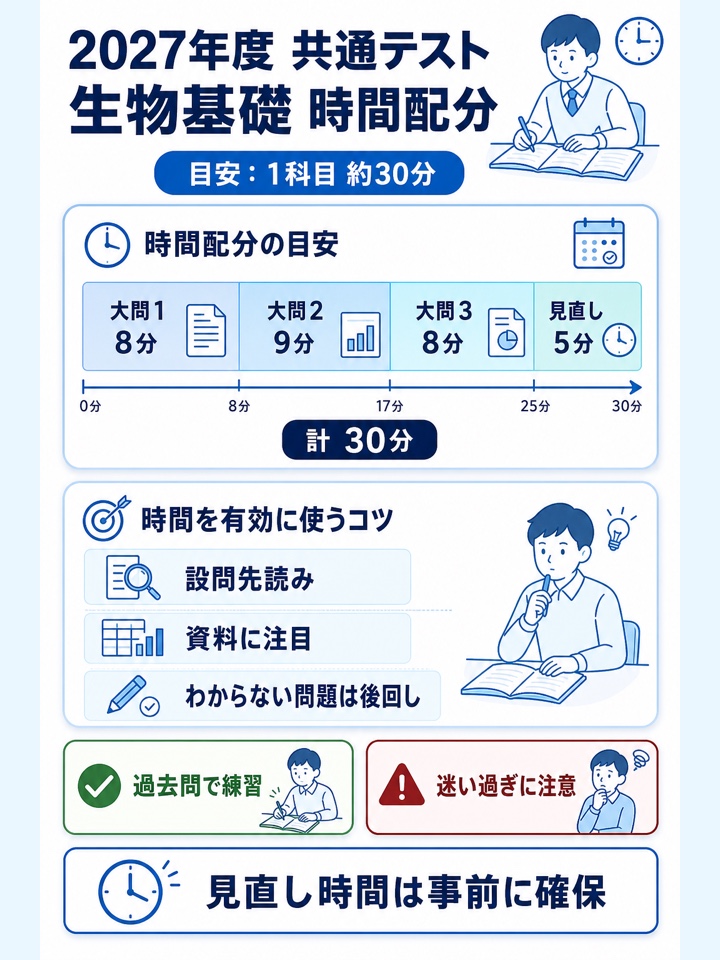 共通テスト生物基礎　時間配分例