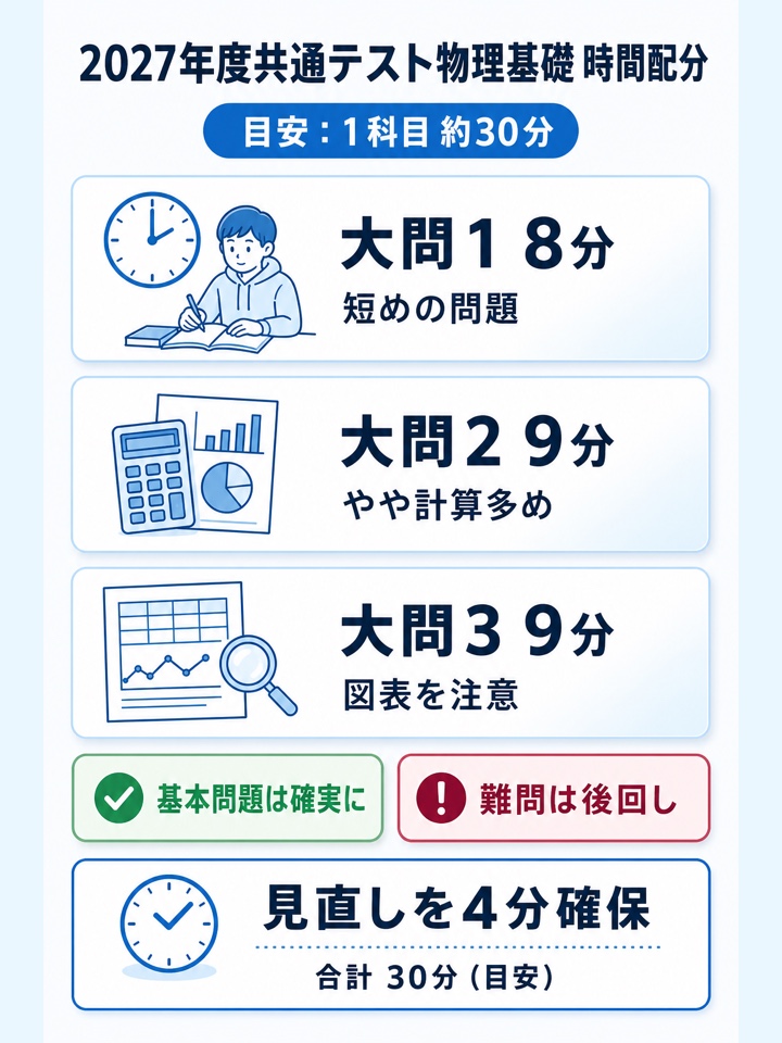 共通テスト物理基礎 時間配分例