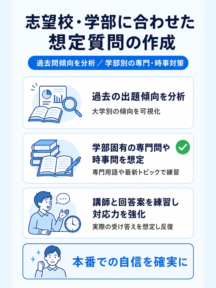 志望校・学部に合わせた想定質問の作成