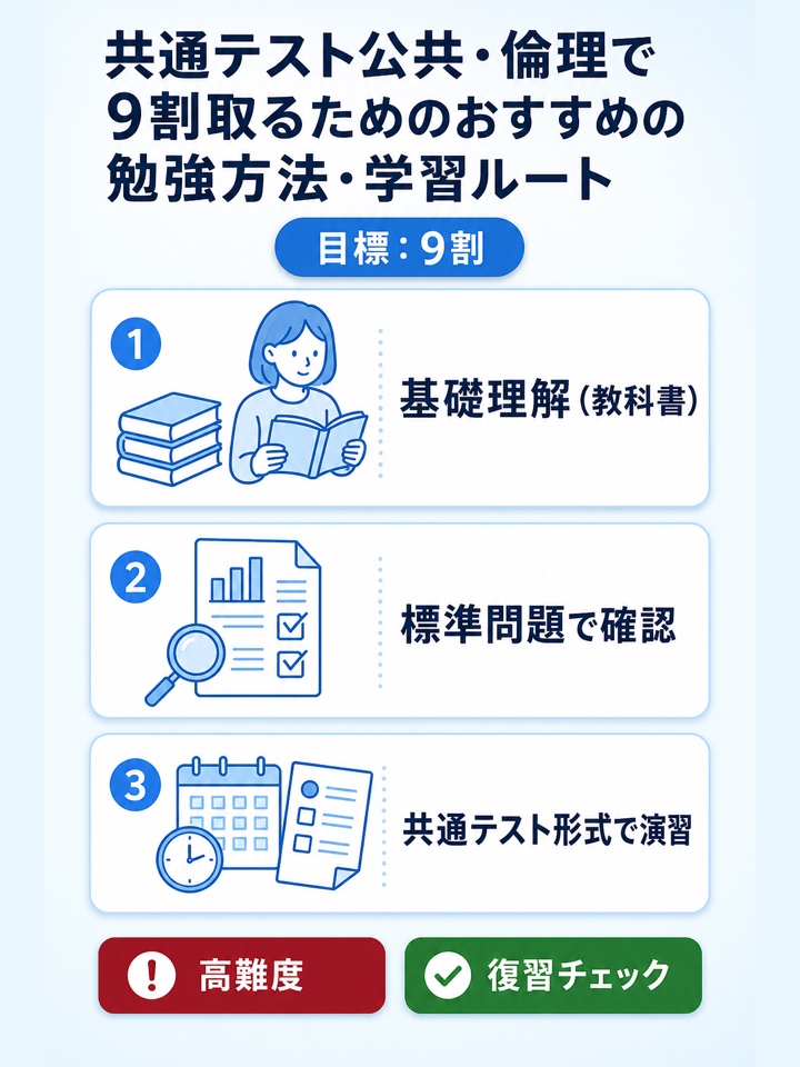 共通テスト公共・倫理で9割取るためのおすすめの勉強方法・学習ルート