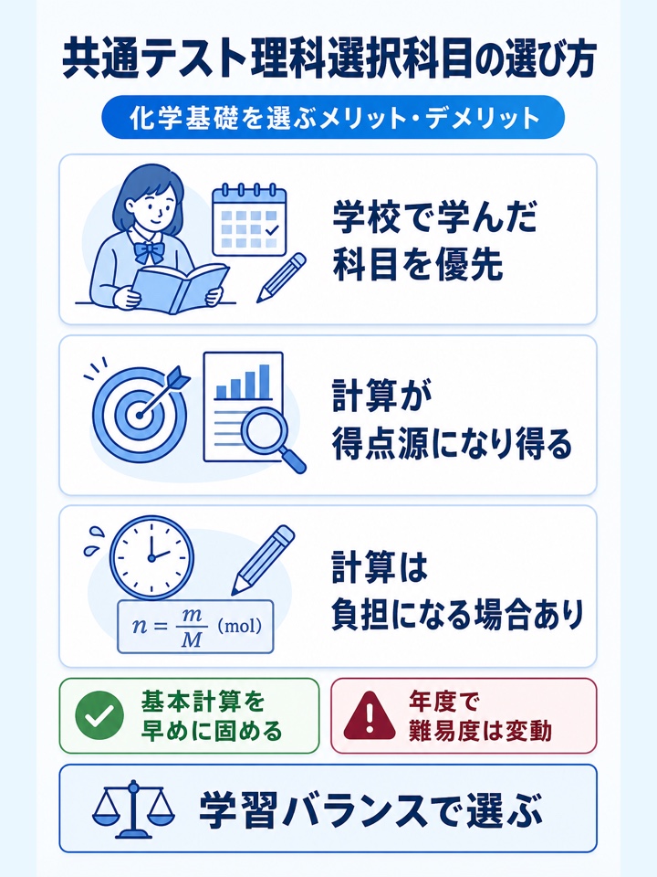 共通テスト理科選択科目の選び方（化学基礎を選ぶメリットデメリット）