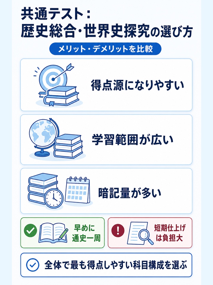 共通テスト社会選択科目の選び方（歴史総合・世界史探究を選ぶメリットデメリット）